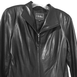 Classic Cole Haan ladies black leather jacket.